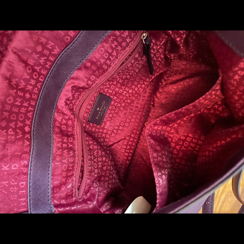 Burgundy Kate Spade satchel with adjustable shoulder strap - Picture 6 of 8